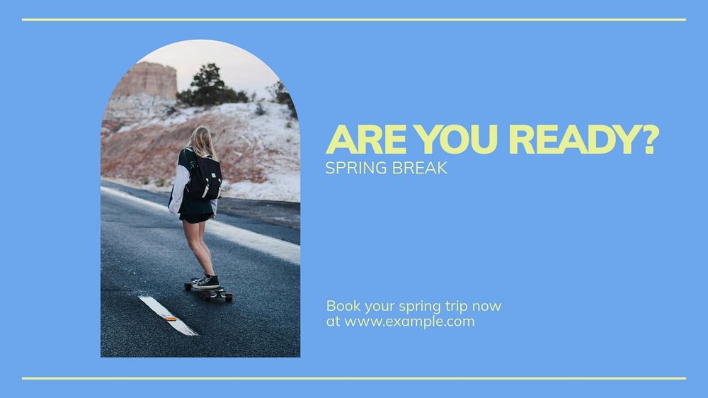 Spring break blog banner template, editable text & design