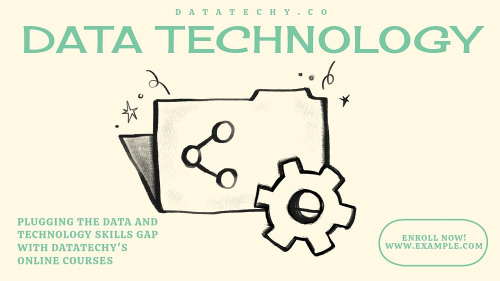 Data technology blog banner template, editable text & design