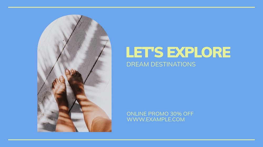 Dream destinations blog banner template, editable text & design