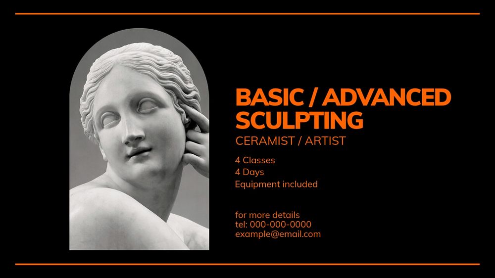 Sculpting class blog banner template, editable text & design