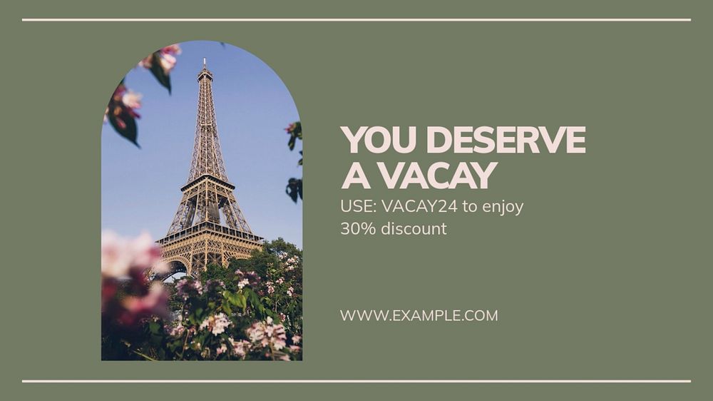 Travel discount blog banner template, editable text & design