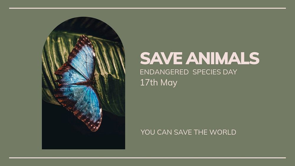 Save animals blog banner template, editable text & design