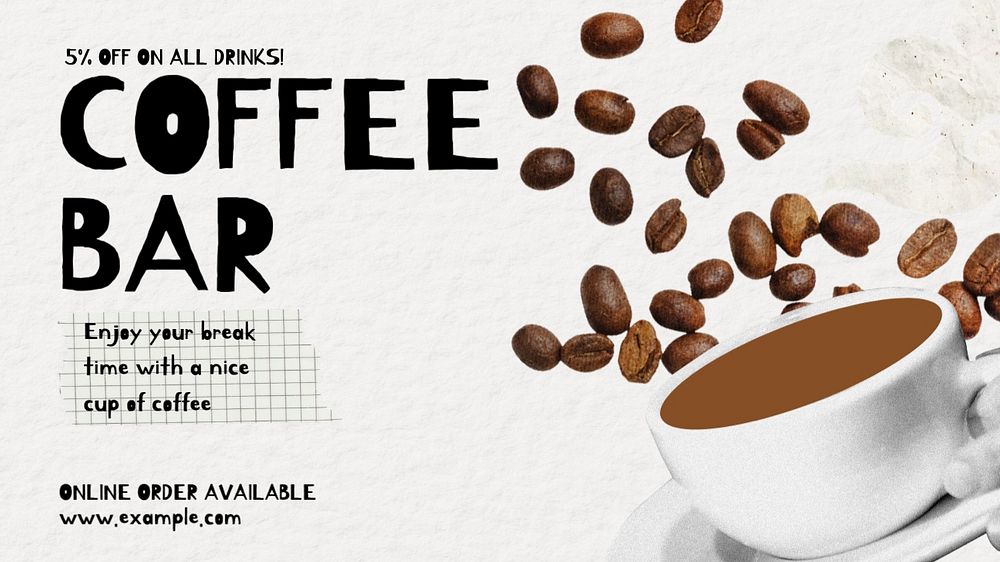 Coffee shop blog banner template, editable design & text