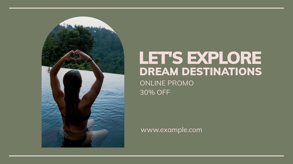 Dream destinations blog banner template, editable text & design