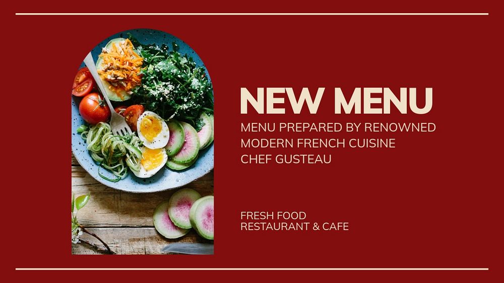 New menu blog banner template, editable text & design