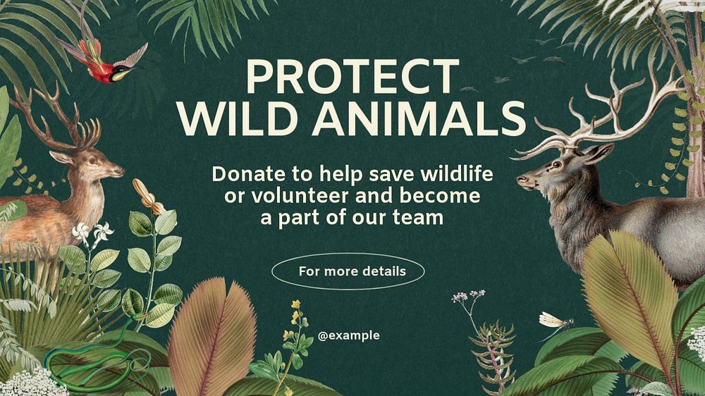 Protect wildlife blog banner template, editable design