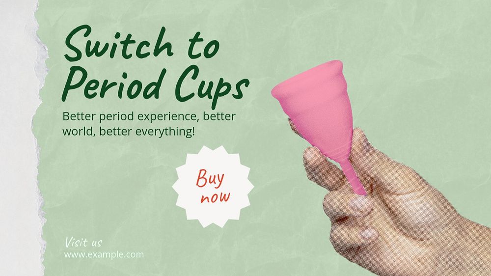 Period cups blog banner template, editable design & text