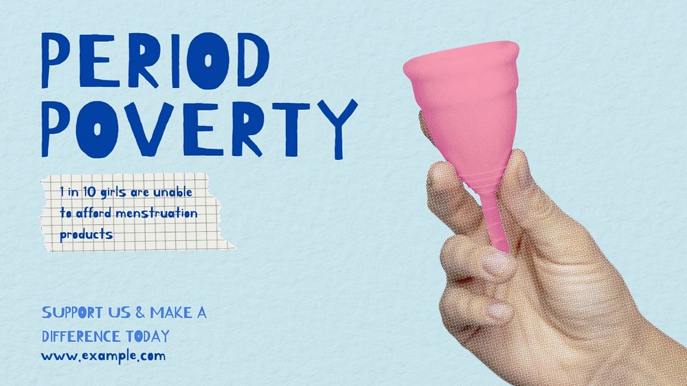 Period poverty blog banner template, editable design & text