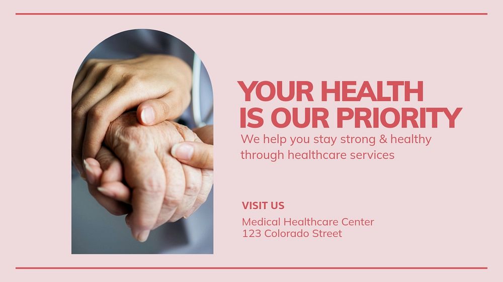 Healthcare services blog banner template, editable text & design