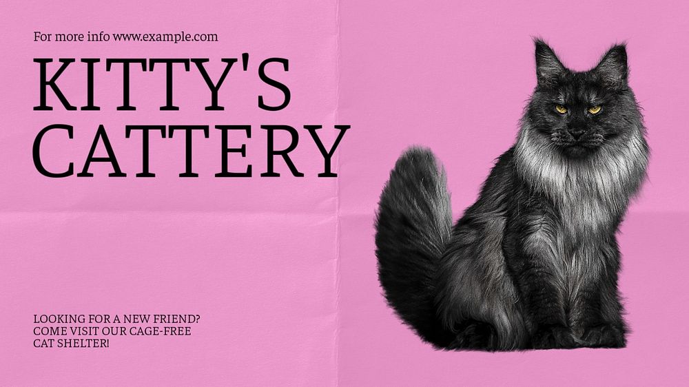 Kitty's cattery blog banner template, editable text & design