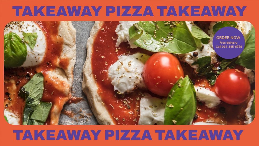 Takeaway pizza blog banner template, editable text & design