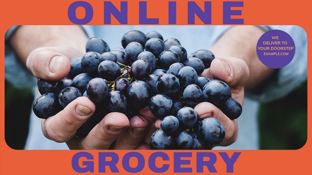 Online grocery blog banner template, editable text & design