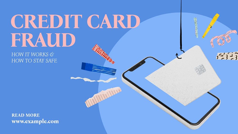 Credit card fraud blog banner template, editable design & text