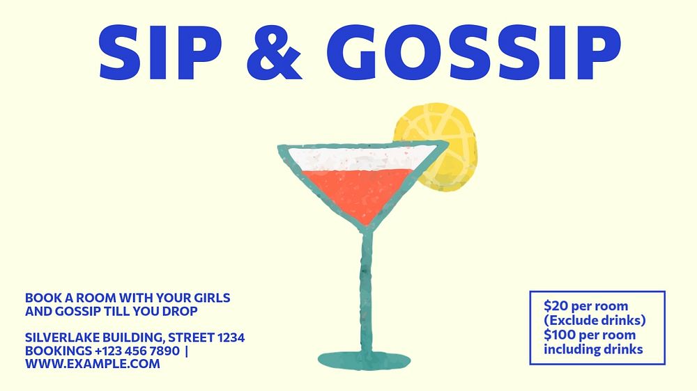 Sip and gossip blog banner template, editable text & design