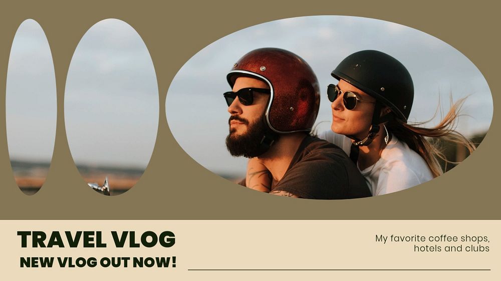 Travel vlog blog banner template, editable text & design