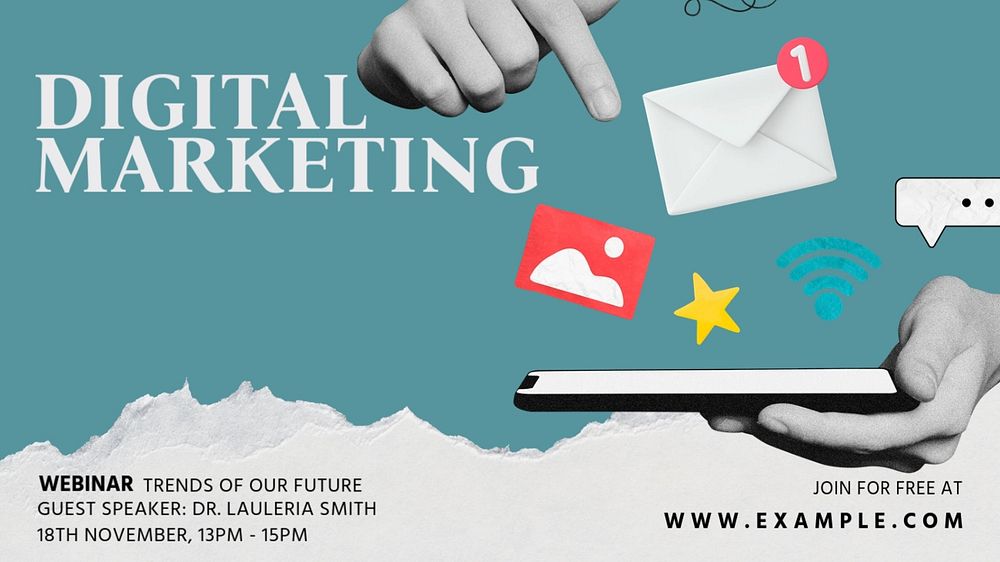 Digital marketing blog banner template, editable design & text