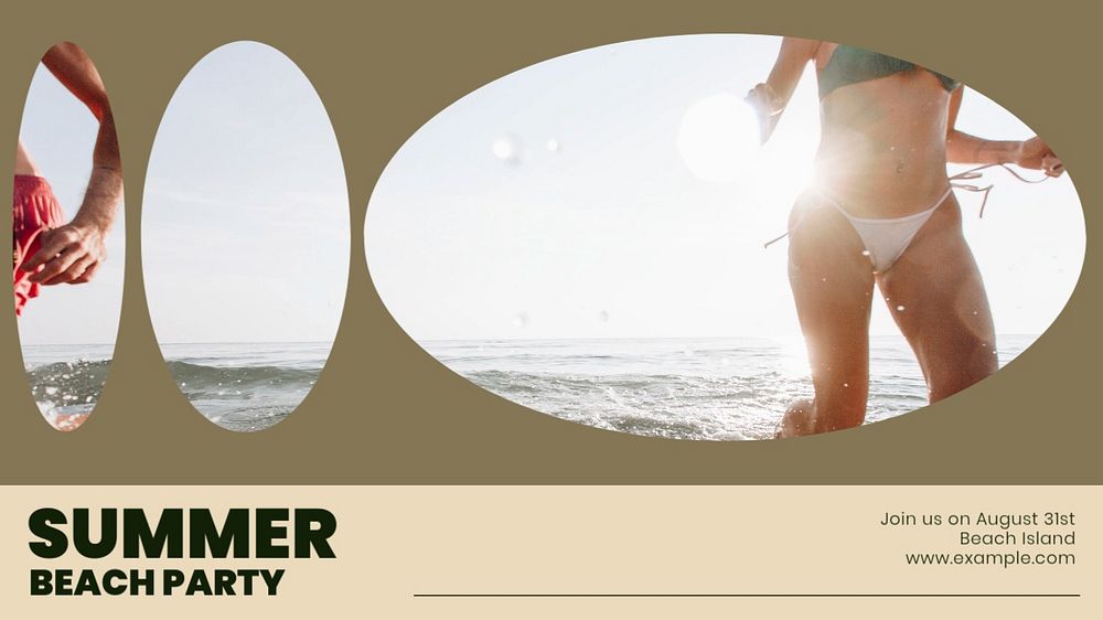 Beach party blog banner template, editable text & design