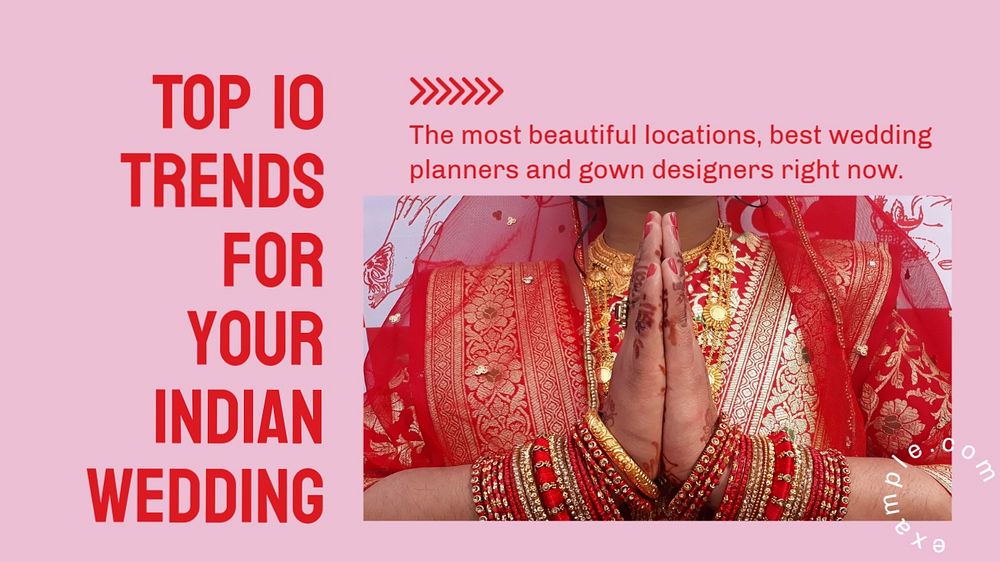 Indian wedding blog banner template, editable text & design