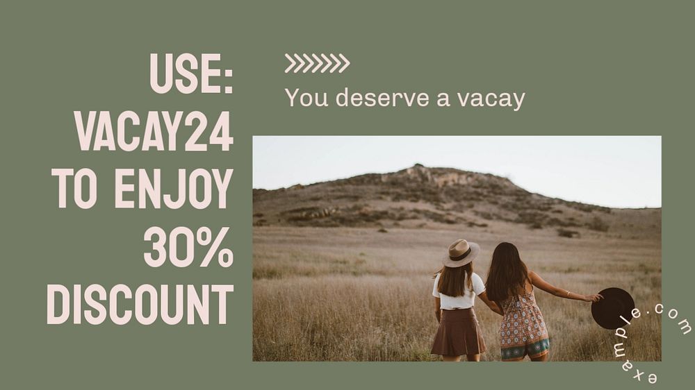 Travel discount blog banner template, editable text & design