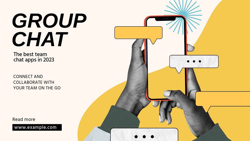 Group chat blog banner template, editable design & text