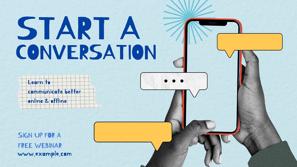 Start a conversation blog banner template, editable design & text