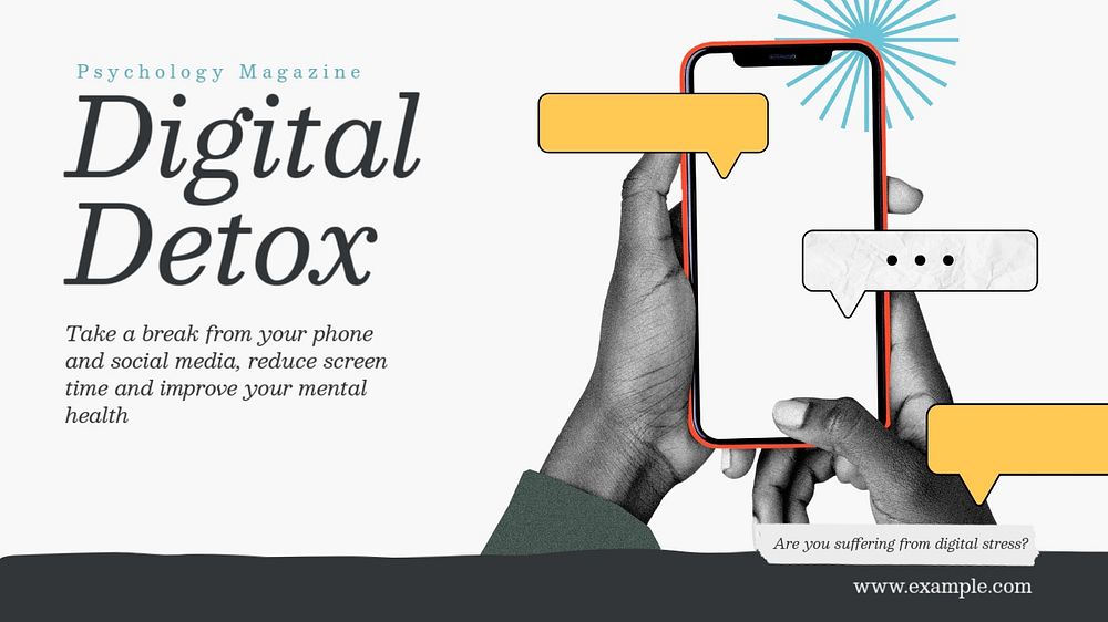 Digital detox blog banner template, editable design & text