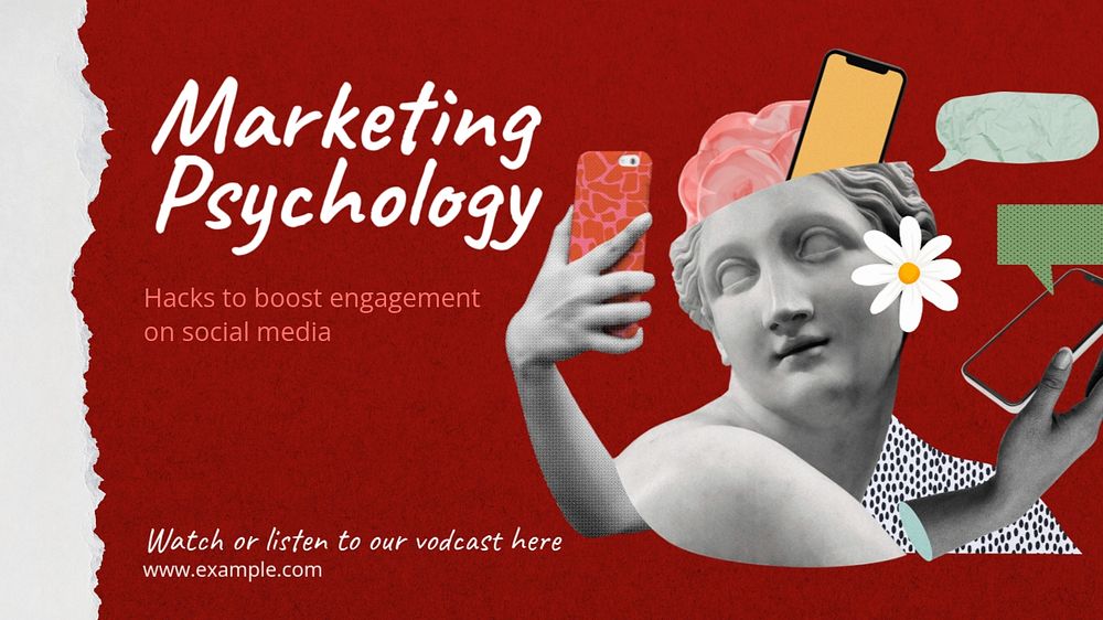 Marketing psychology blog banner template, editable design & text