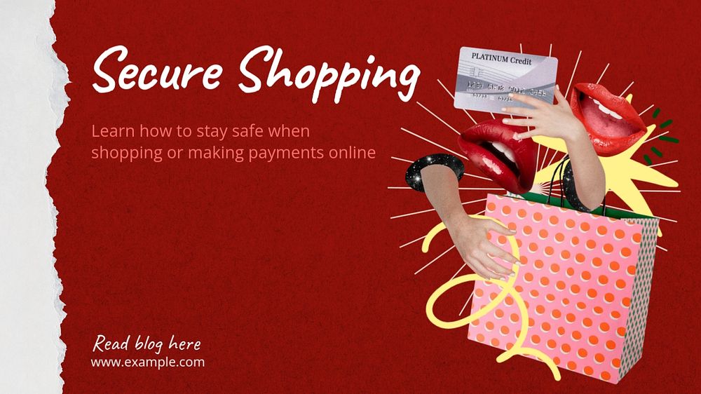 Secure shopping blog banner template, editable design & text