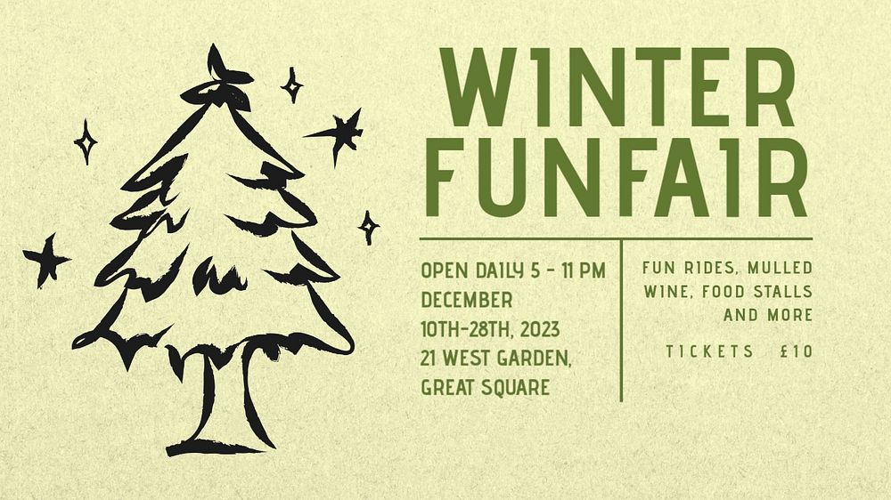 Winter funfair blog banner template, editable text & design