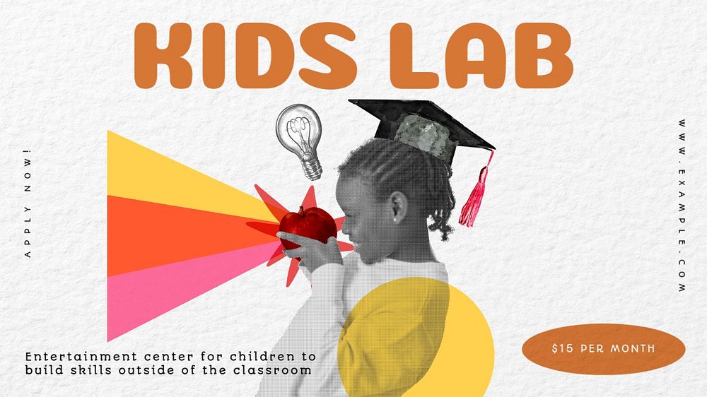 Kids lab blog banner template, editable text & design