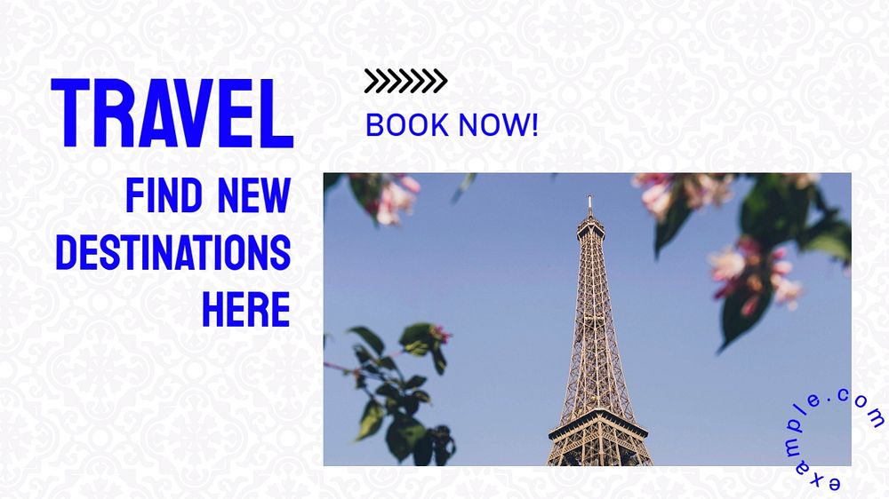 Travel blog banner template, editable text & design