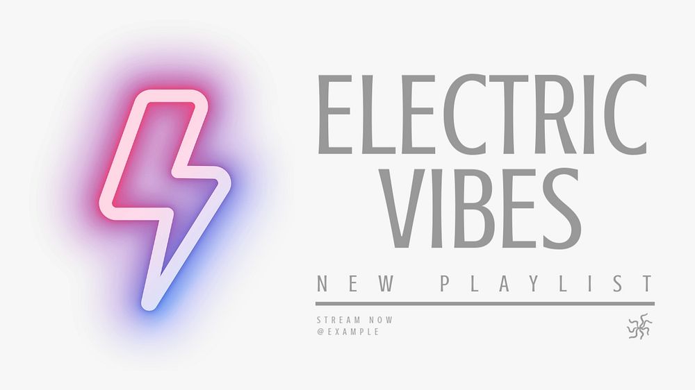 Electric vibes playlist blog banner template, editable text & design