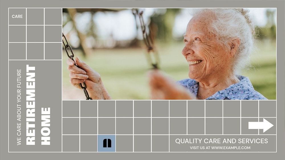 Retirement home blog banner template, editable text & design