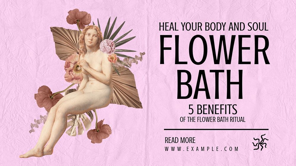 Flower bath blog banner template, editable text & design