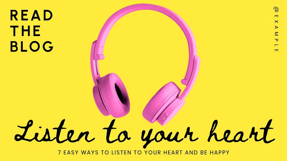 Listen to heart blog banner template, editable text & design