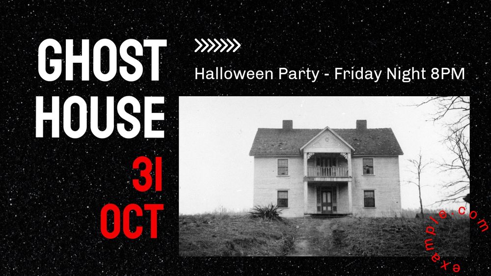 Ghost house blog banner template, editable text & design