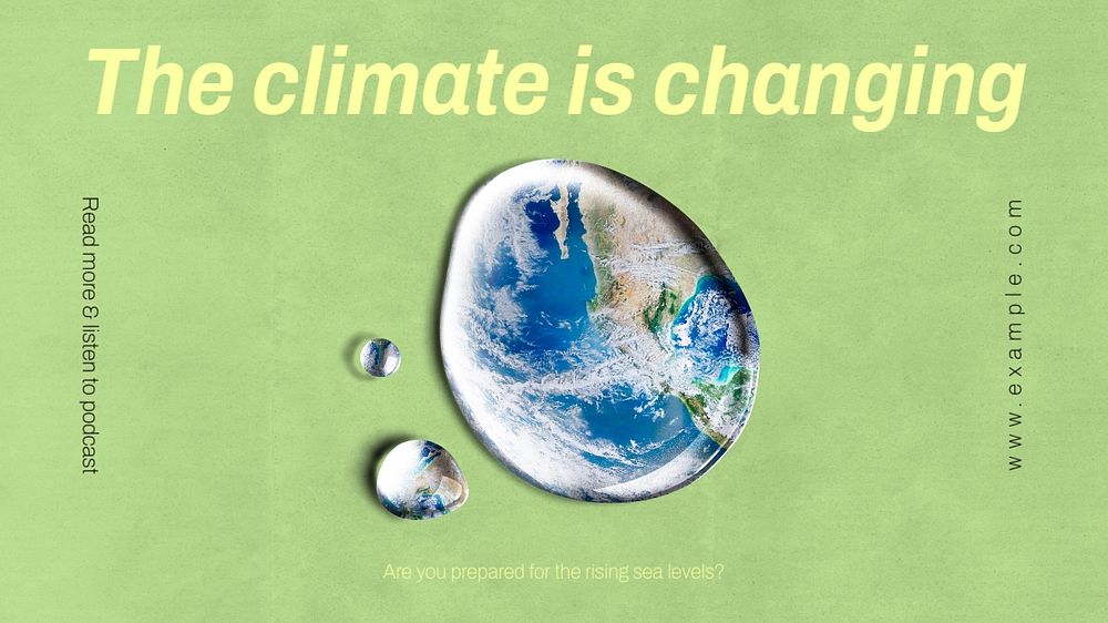 Climate change blog banner template, editable text & design