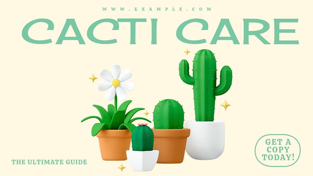 Cacti care book blog banner template, editable text & design