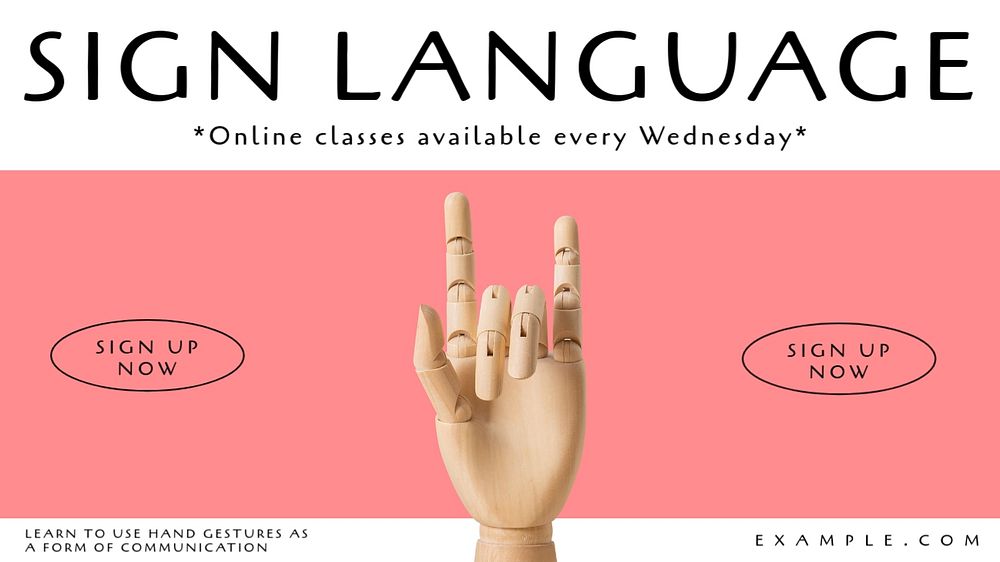 Sign language blog banner template, editable text & design