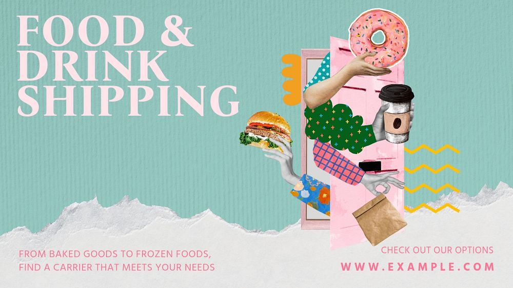 Food shipping blog banner template, editable design & text