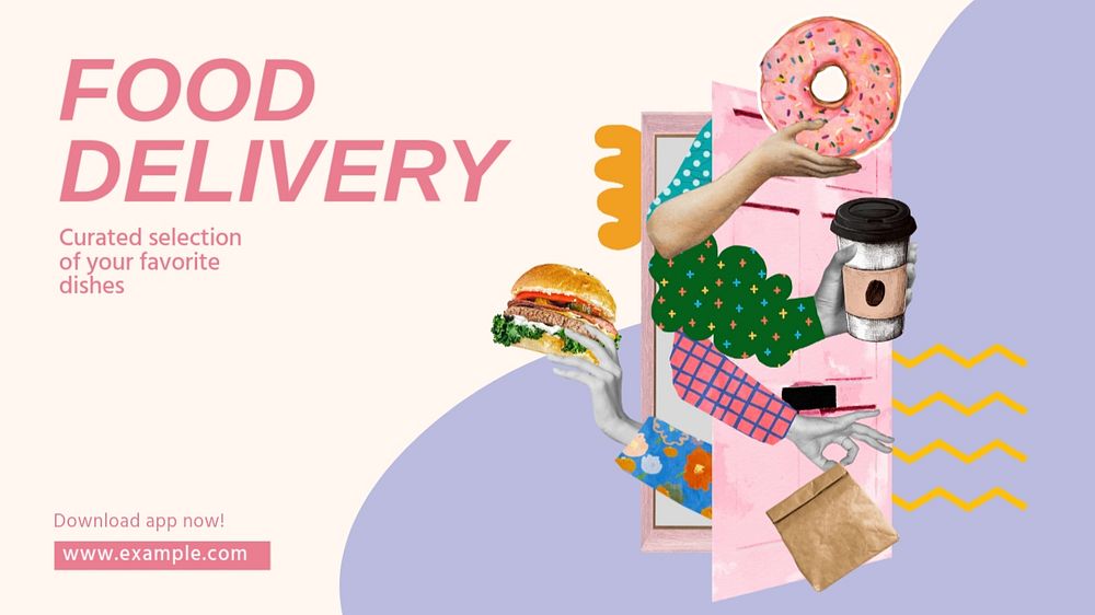 Food delivery blog banner template, editable design & text