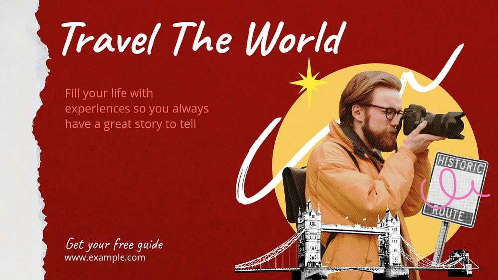 Travel agency blog banner template, editable design & text