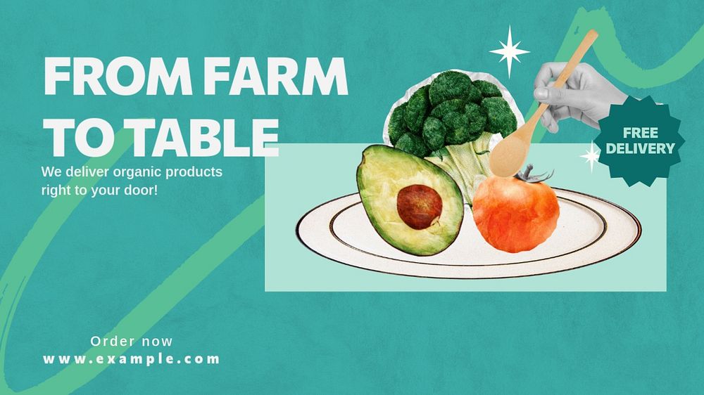 Organic food blog banner template, editable design & text