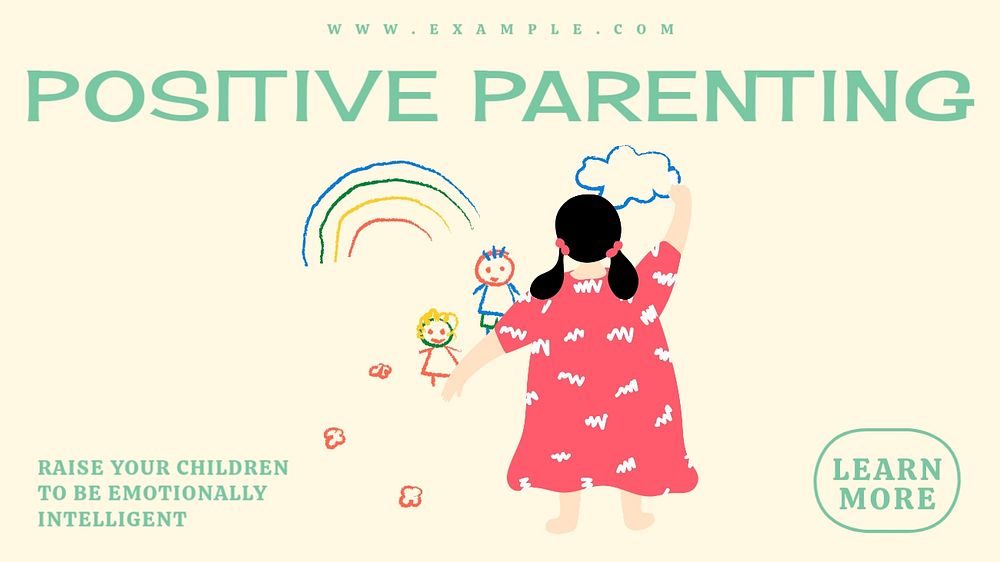 Positive parenting blog banner template, editable text & design