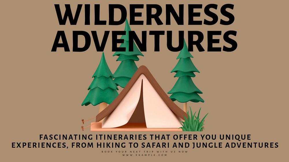 Wilderness adventures blog banner template, editable text & design