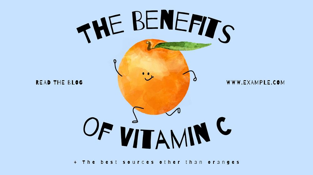 Benefits of vitamin c blog banner template, editable text & design