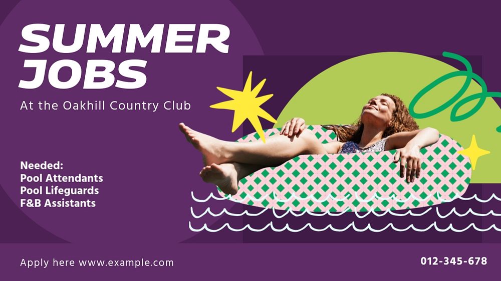 Summer jobs blog banner template, editable design & text