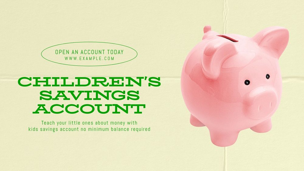 Children's savings account blog banner template, editable text & design