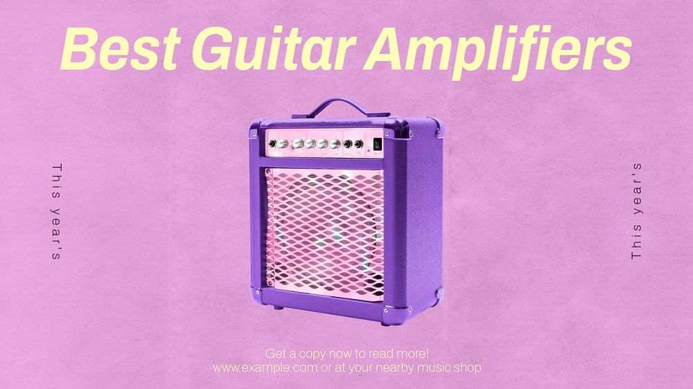 Best guitar amplifier blog banner template, editable text & design