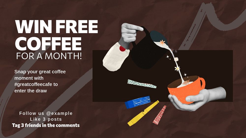 Coffee marketing blog banner template, editable design & text